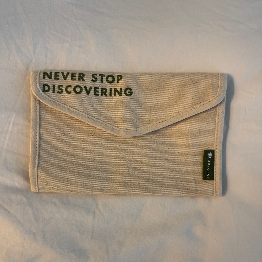Origins Hanging Cosmetics Toiletry Canvas Bag Never Stop Discovering